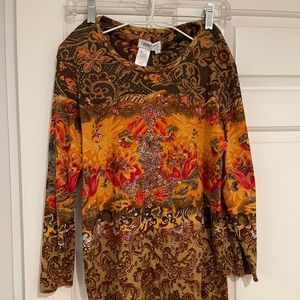 coldwater Creek Bright Colored Sequined Top Large